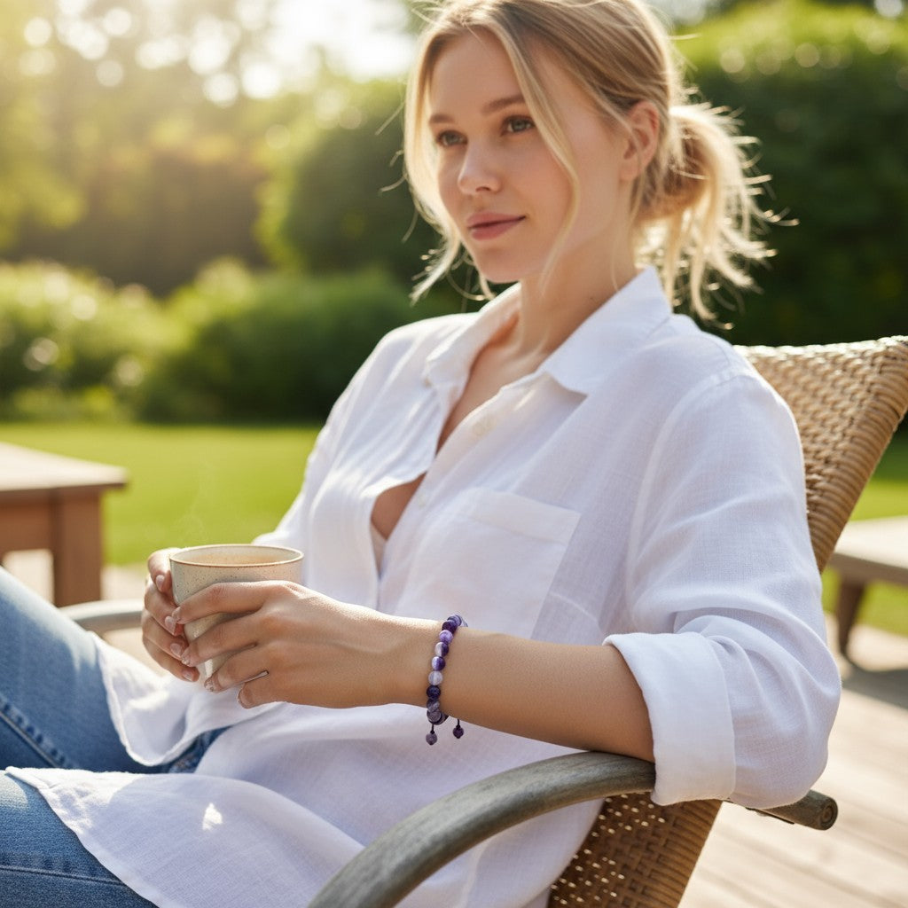 Purple Striped Agate Bracelet
