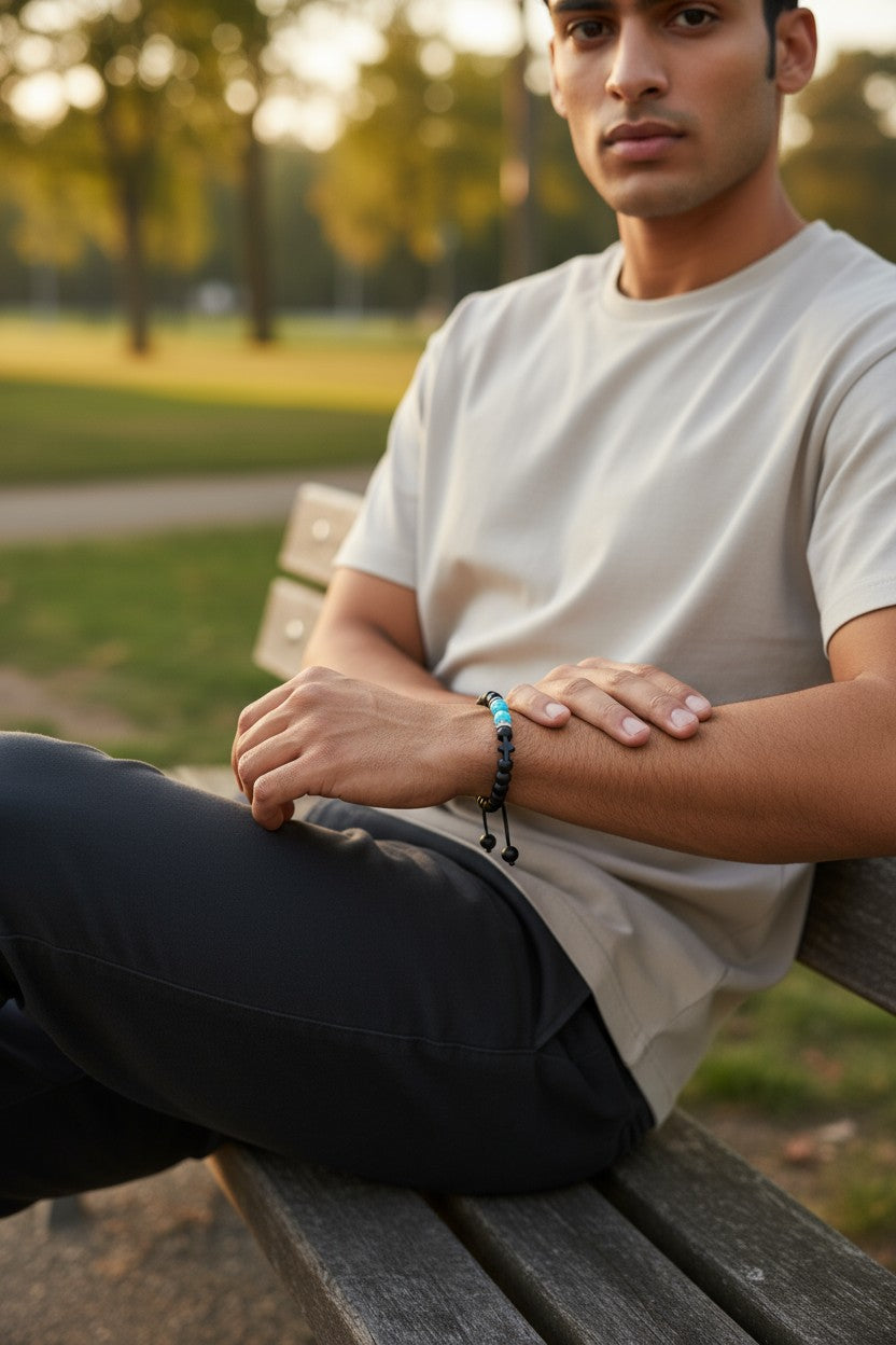 Adjustable Black Turquoise Bracelet