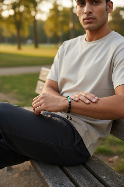 Adjustable Black Turquoise Bracelet