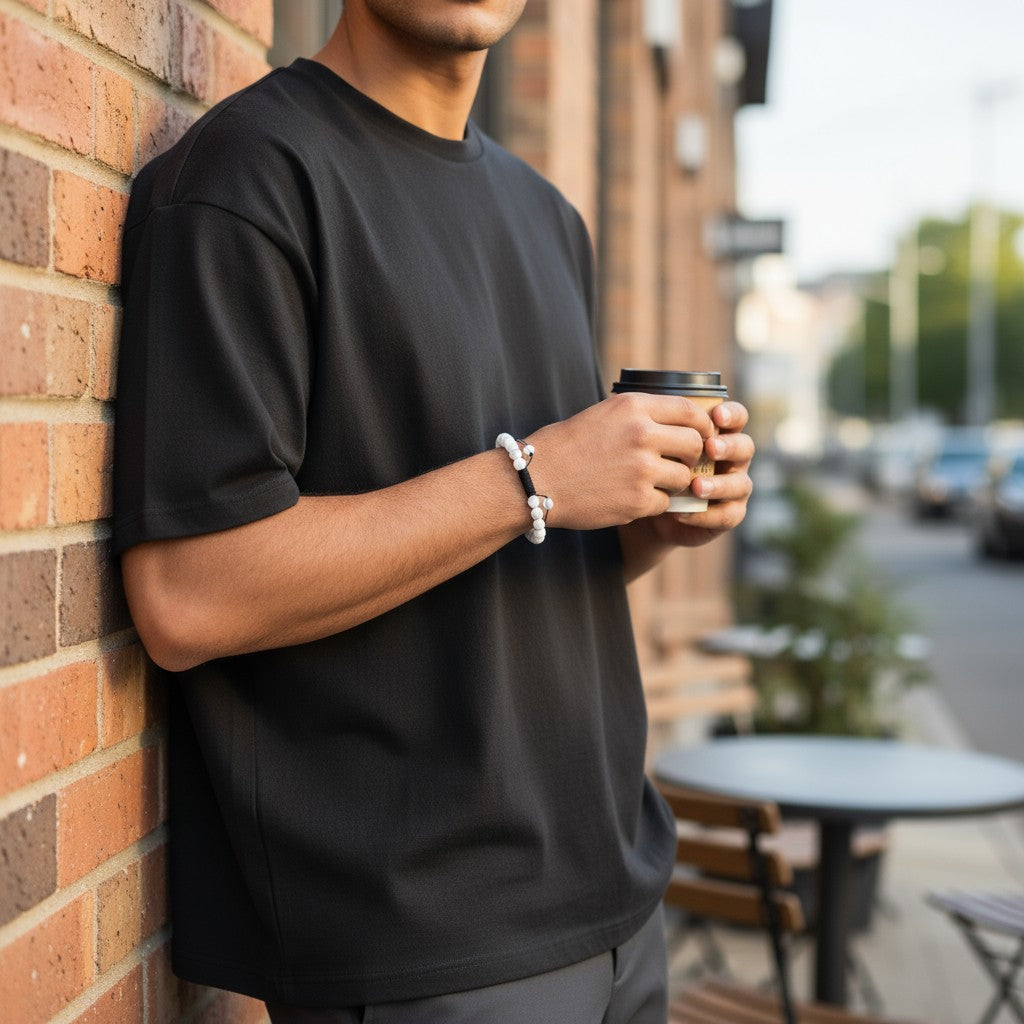 Adjustable White Howlite Bracelet Natural Stone