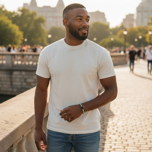 Bracelet ajustable en agate verte à rayures