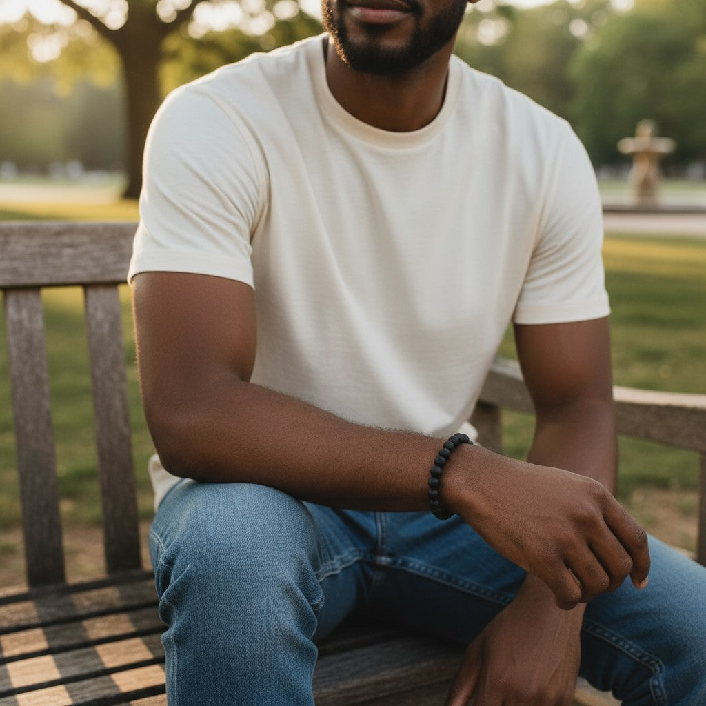 Adjustable Black Stone Bracelet