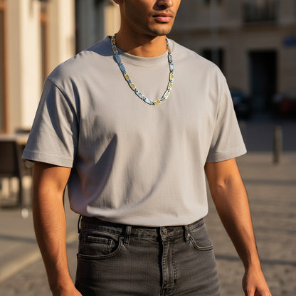 King's Chain Navy - Wide Link Chain with Versace