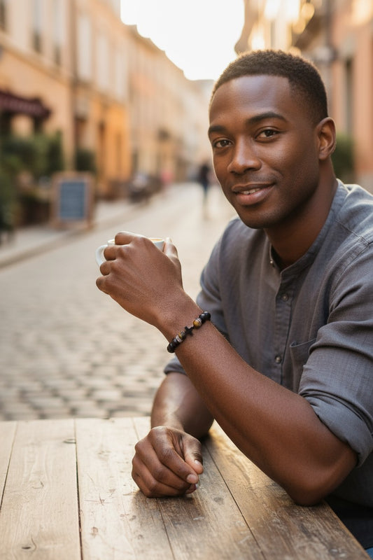 Adjustable Bracelet with Tiger's Eye &amp; Natural Stone