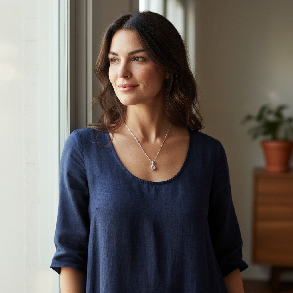 Elegant Stainless Steel Zirconia Pendant