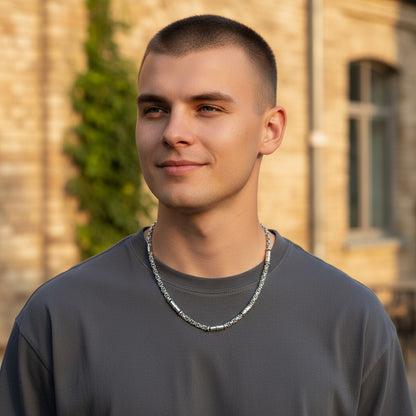 Steel King's Necklace with Versace Motif