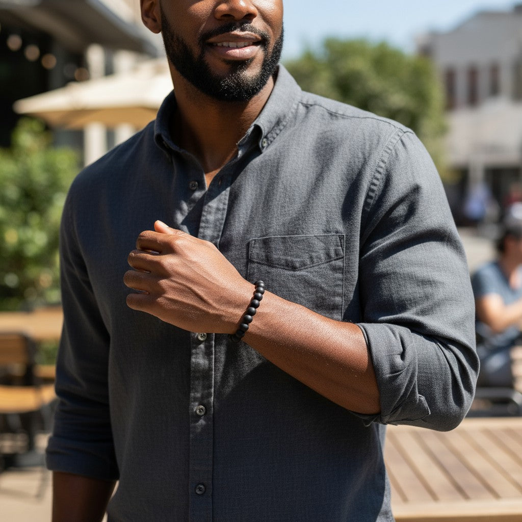 Adjustable Black Stone Bracelet