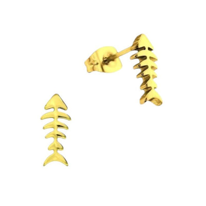 Vis Oorbellen Goudkleurig RVS – 12x5mm – Uniseks Dieren Oorstekers - oor3487 - 29788 - Oorbellen kopen# - 12mm - alles - cadeau