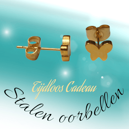 Vlinder oorstekers goudkleur 7x5mm – RVS - Aramat Jewels - Oorbellen - cadeautip