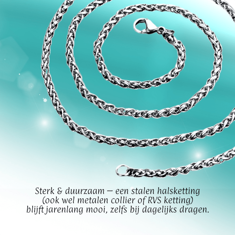Vossenstaart Halsketting RVS 75 cm – 8 mm - Aramat Jewels - Halskettingen - cadeautip