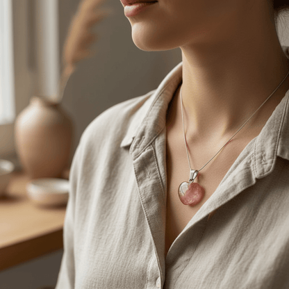 Watermeloen Kwarts Hartjes Hanger - Aramat Jewels - Hangers - cadeautip