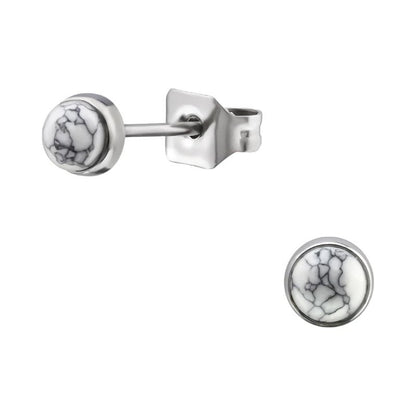 Witte Howliet Oorbellen Staal – 6mm - oor1919 - 34475 - Oorbellen kopen# - 6mm - alles - cadeau