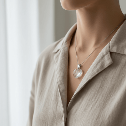 Witte Kwarts Hartjes Hanger natuursteen - Aramat Jewels - Hangers - cadeautip