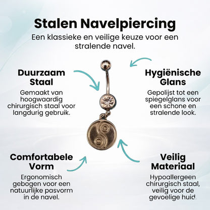Yin Yang Coin Navel Piercing