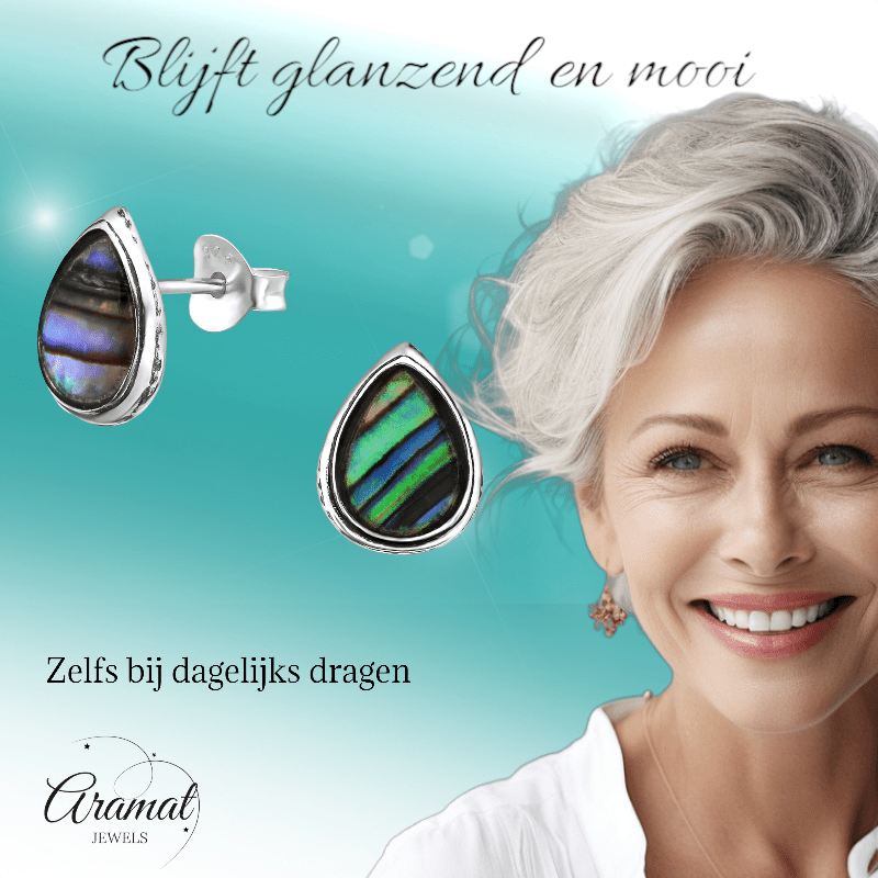 Zilveren Abalone Oorbellen 10x8 mm - oor973 - 30899 - Oorbellen kopen# - 10mm - 925 Zilver - Abalone