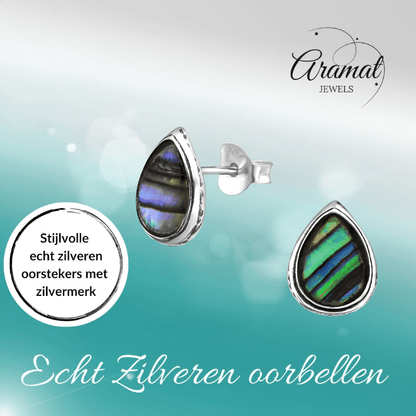 Zilveren Abalone Oorbellen 10x8 mm - oor973 - 30899 - Oorbellen kopen# - 10mm - 925 Zilver - Abalone