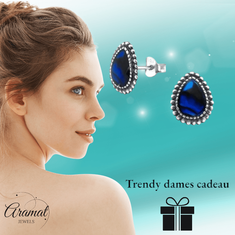 Zilveren Abalone Oorbellen 12x9 mm - oor1710 - 30901 - Oorbellen kopen# - 12mm - 925 Zilver - Abalone