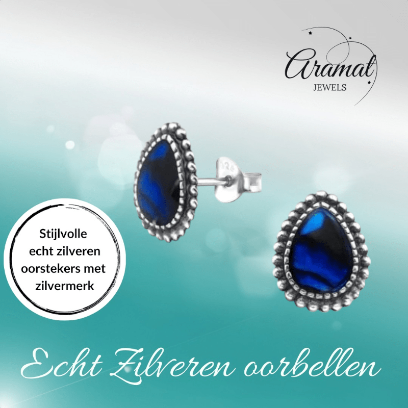 Zilveren Abalone Oorbellen 12x9 mm - oor1710 - 30901 - Oorbellen kopen# - 12mm - 925 Zilver - Abalone