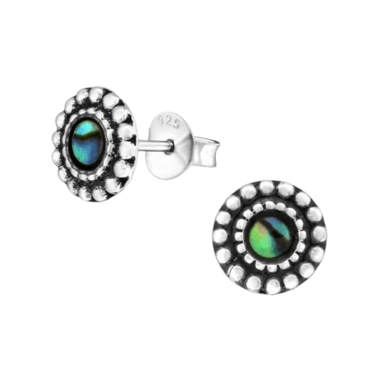 Zilveren Abalone Ronde Oorbellen 8 mm - oor1001 - Oorbellen kopen# - 8mm - 925 Zilver - Abalone