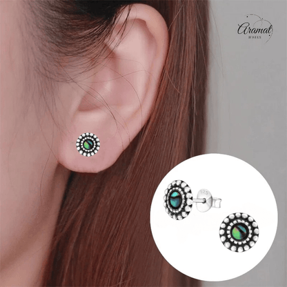 Zilveren Abalone Ronde Oorbellen 8 mm - oor1001 - Oorbellen kopen# - 8mm - 925 Zilver - Abalone