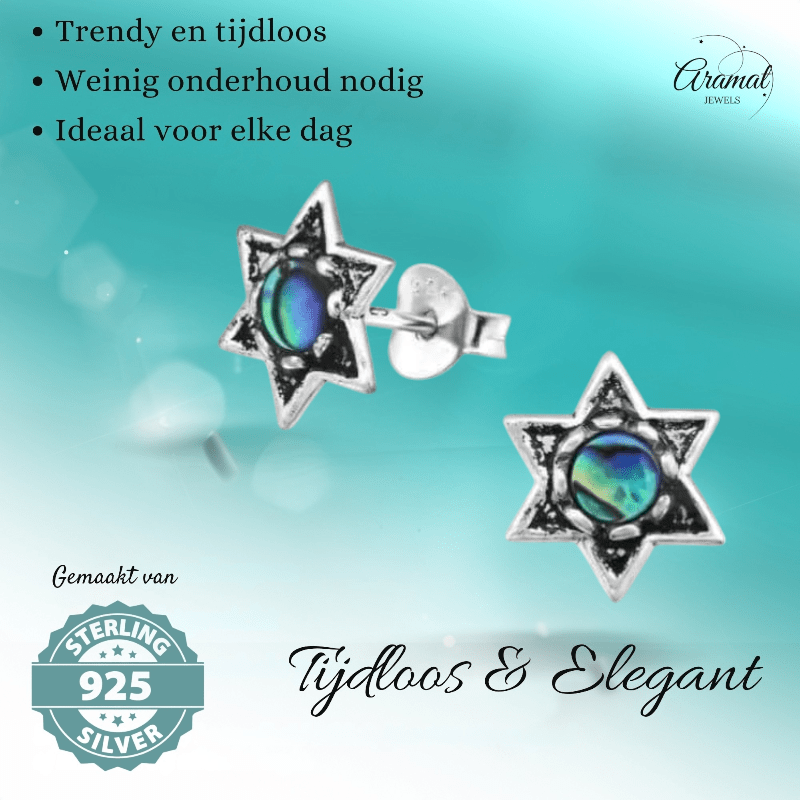 Zilveren Abalone Steroorbellen 10x9 mm - oor981 - 30784 - Oorbellen kopen# - 10mm - 925 Zilver - Abalone
