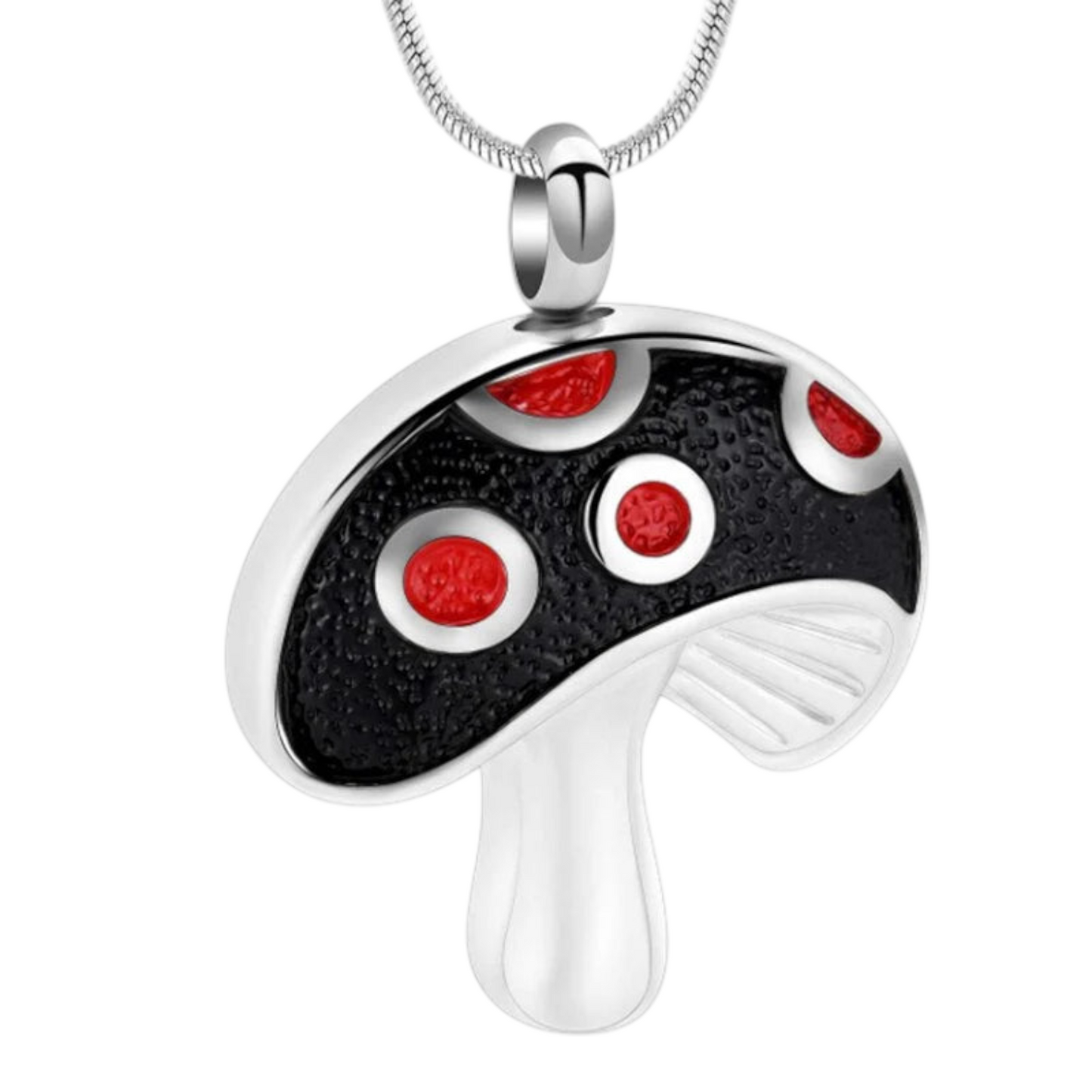 Steel ash pendant mushroom red enamel 31mm