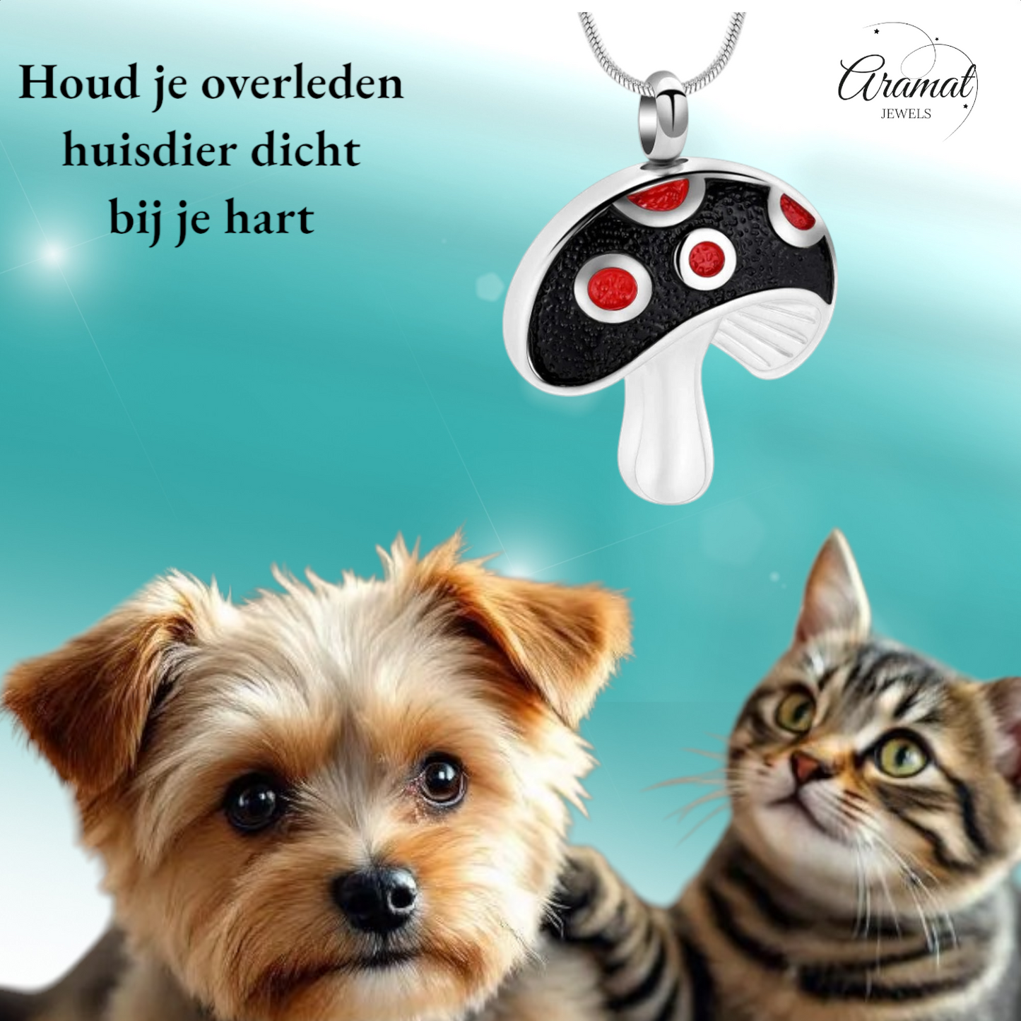 Steel ash pendant mushroom red enamel 31mm