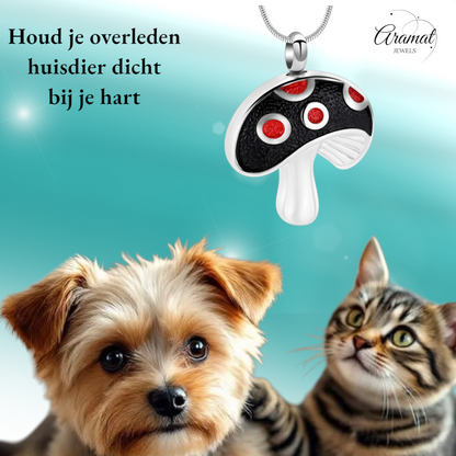 Steel ash pendant mushroom red enamel 31mm