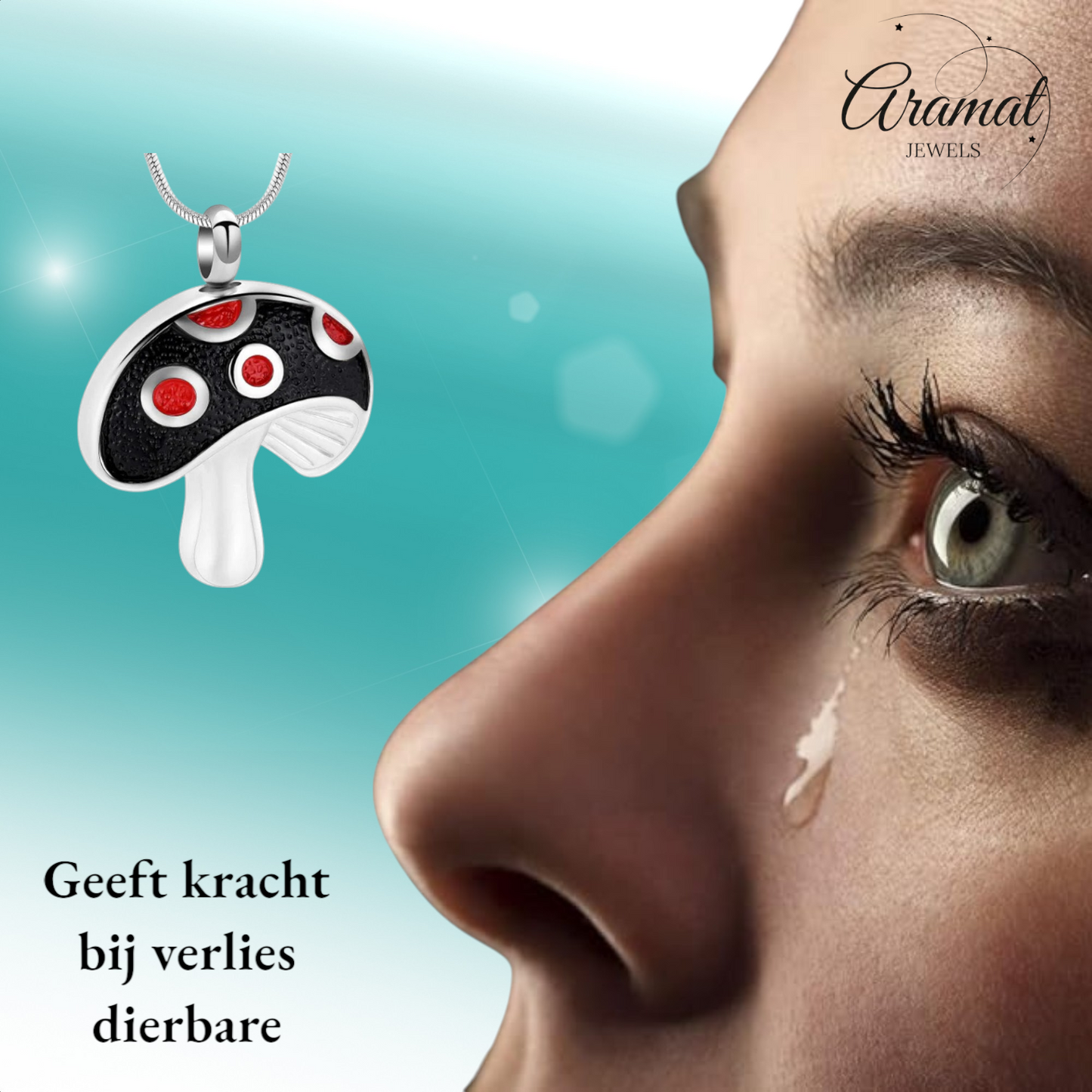 Steel ash pendant mushroom red enamel 31mm