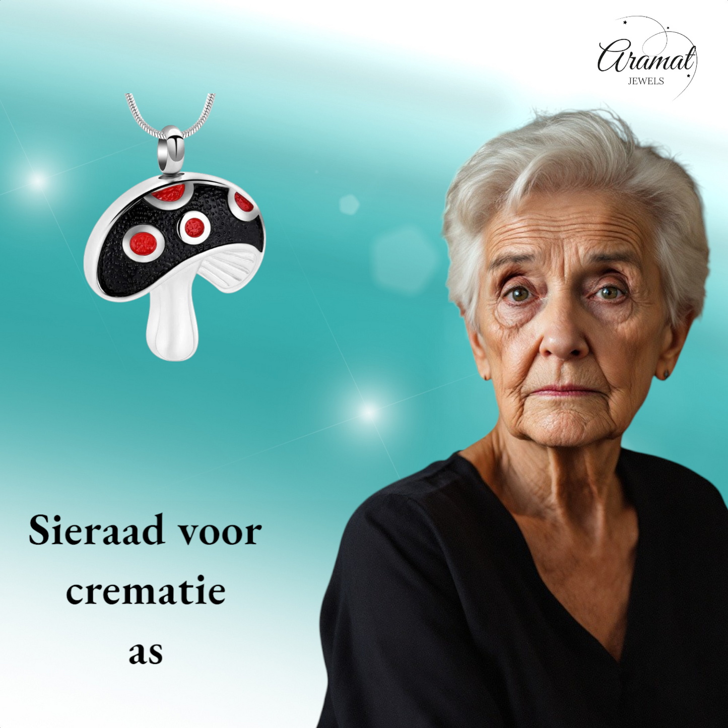 Steel ash pendant mushroom red enamel 31mm