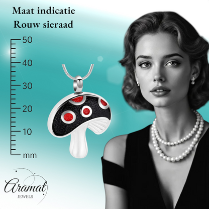 Steel ash pendant mushroom red enamel 31mm