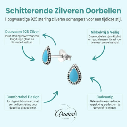 Zilveren Bali Druppel Oorbellen – 7x4mm – Emaille in Zwart, Blauw of Rood - Aramat Jewels - Oorbellen - cadeautip