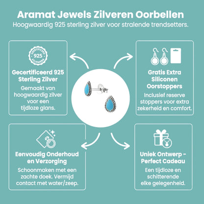 Zilveren Bali Druppel Oorbellen – 7x4mm – Emaille in Zwart, Blauw of Rood - Aramat Jewels - Oorbellen - cadeautip