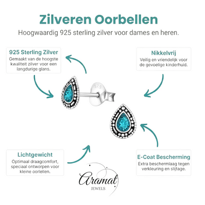 Zilveren Bali Druppel Oorbellen – Glitter Emaille – 6x4mm - Aramat Jewels - Oorbellen - cadeautip