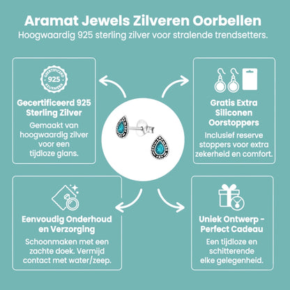 Zilveren Bali Druppel Oorbellen – Glitter Emaille – 6x4mm - Aramat Jewels - Oorbellen - cadeautip