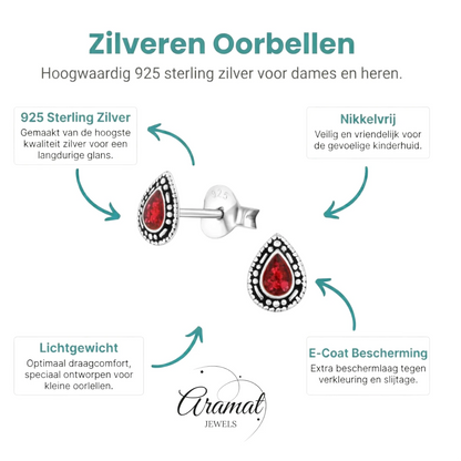 Zilveren Bali Druppel Oorbellen – Glitter Emaille – 6x4mm - Aramat Jewels - Oorbellen - cadeautip