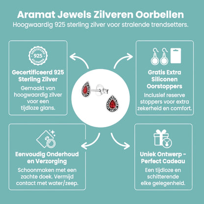 Zilveren Bali Druppel Oorbellen – Glitter Emaille – 6x4mm - Aramat Jewels - Oorbellen - cadeautip