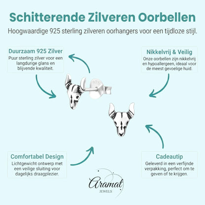 Zilveren Bali Oorbellen Bull - Geoxideerd voor Boho Look - Aramat Jewels - Oorbellen - cadeautip
