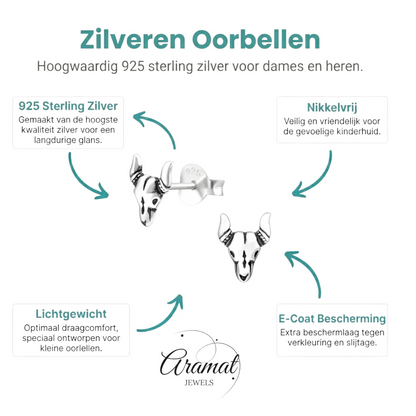 Zilveren Bali Oorbellen Bull - Geoxideerd voor Boho Look - Aramat Jewels - Oorbellen - cadeautip