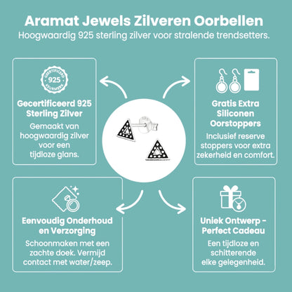 Zilveren Bali Oorbellen - Driehoek Geoxideerd - Aramat Jewels - Oorbellen - cadeautip