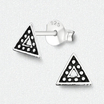 Zilveren Bali Oorbellen - Driehoek Geoxideerd - Aramat Jewels - Oorbellen - cadeautip