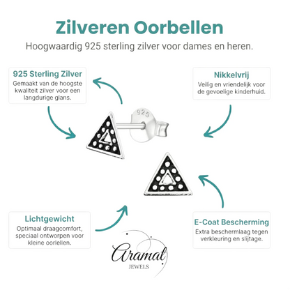 Zilveren Bali Oorbellen - Driehoek Geoxideerd - Aramat Jewels - Oorbellen - cadeautip