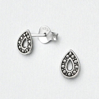 Zilveren Bali Oorbellen - Druppel Geoxideerd - Aramat Jewels - Oorbellen - cadeautip