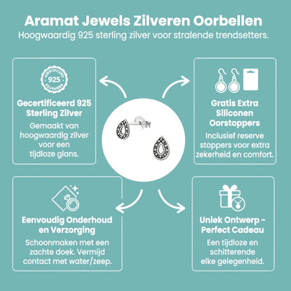 Zilveren Bali Oorbellen - Druppel Geoxideerd - Aramat Jewels - Oorbellen - cadeautip