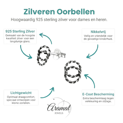 Zilveren Bali Oorbellen Dubbelle Cirkels Gedraaid - Aramat Jewels - Oorbellen - cadeautip