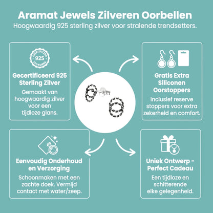 Zilveren Bali Oorbellen Dubbelle Cirkels Gedraaid - Aramat Jewels - Oorbellen - cadeautip