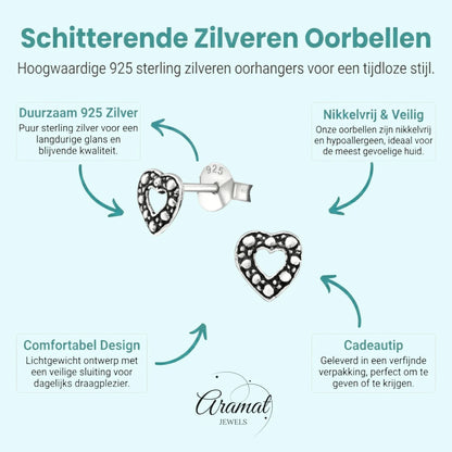 Zilveren Bali Oorbellen met Hartje - Aramat Jewels - Oorbellen - cadeautip