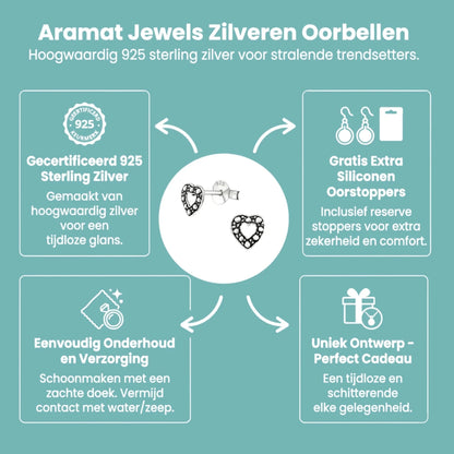 Zilveren Bali Oorbellen met Hartje - Aramat Jewels - Oorbellen - cadeautip