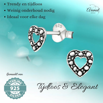 Zilveren Bali Oorbellen met Hartje - oor1030 - 5201 - Oorbellen kopen