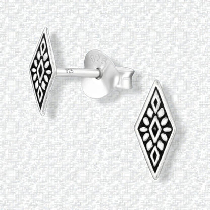 Zilveren Bali Oorbellen - Ruit Motief - Aramat Jewels - Oorbellen - cadeautip